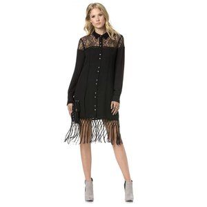 Miss Me Black Lace Fringe Dress